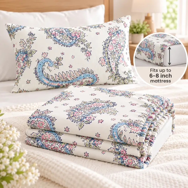 Paisley_Bloom_|_Single_Bed_Fitted_Bedsheet_+_1_Pillow_Cover_|_360°_Elastic