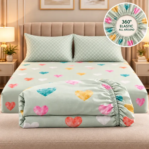 Heart_Print_Elastic_Fitted_Bedsheet
