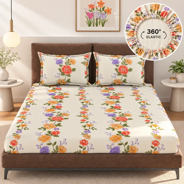 Fabric_Floral_Print_Elastic_Fitted_Bedsheet