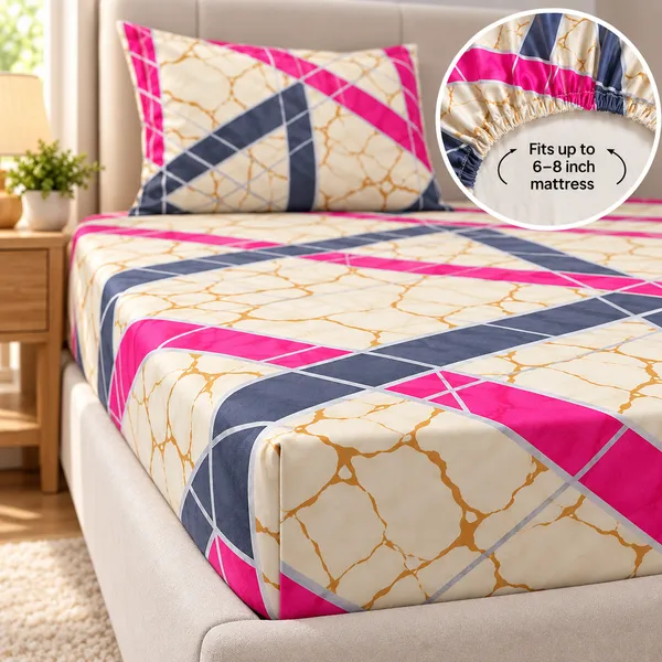 Urban_Marble_Pink_|_Single_Bed_Fitted_Bedsheet_+_1_Pillow_Cover_|_360°_Elastic