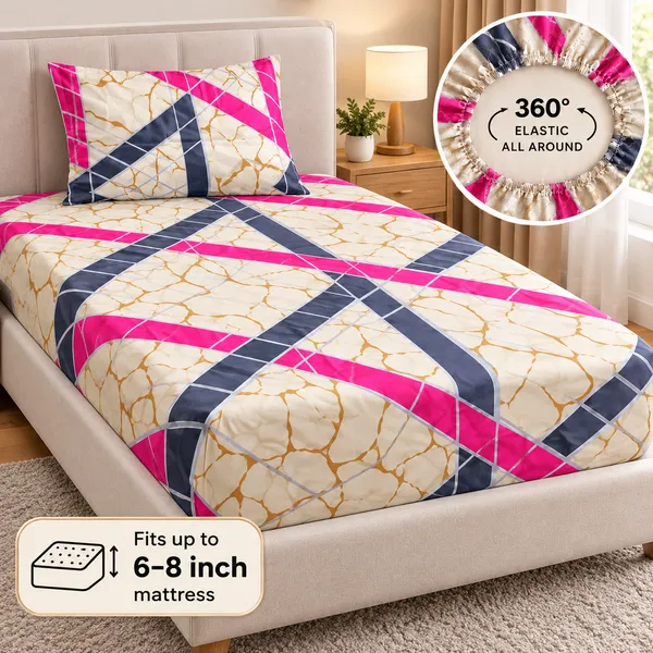Urban_Marble_Pink_|_Single_Bed_Fitted_Bedsheet_+_1_Pillow_Cover_|_360°_Elastic
