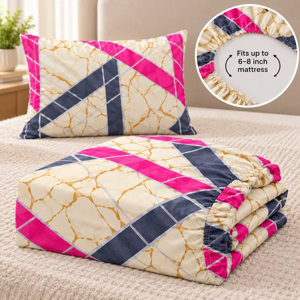 Urban_Marble_Pink_|_Single_Bed_Fitted_Bedsheet_+_1_Pillow_Cover_|_360°_Elastic