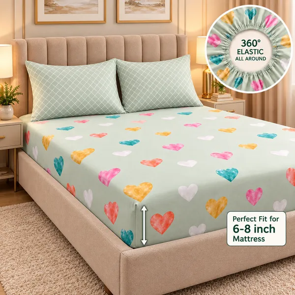 Heart_Print_Elastic_Fitted_Bedsheet