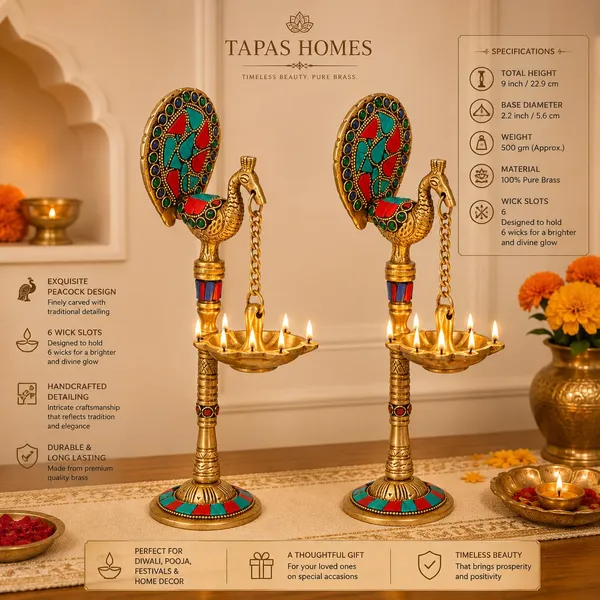 Brass_Peacock_Diya_Stand
