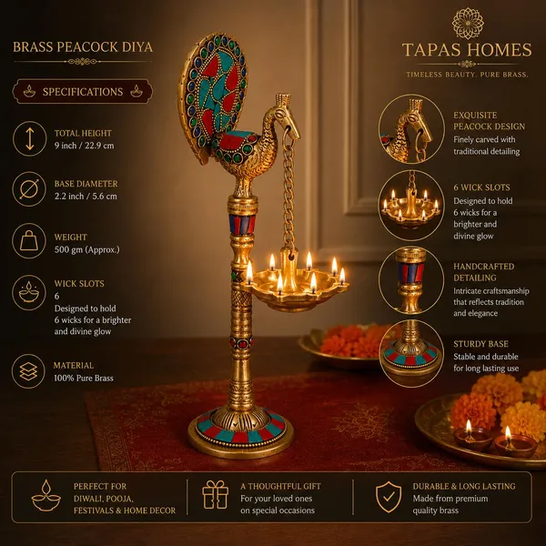 Brass_Peacock_Diya_Stand