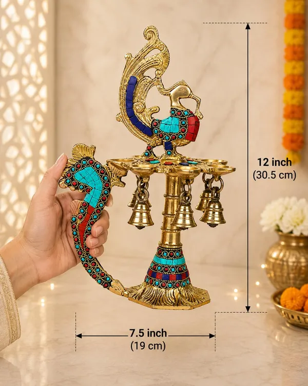 Brass_Peacock_Diya_With_Bells