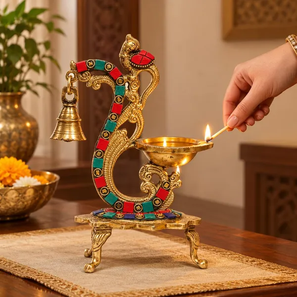 Brass_Peacock_Hanging_Diya_Stand