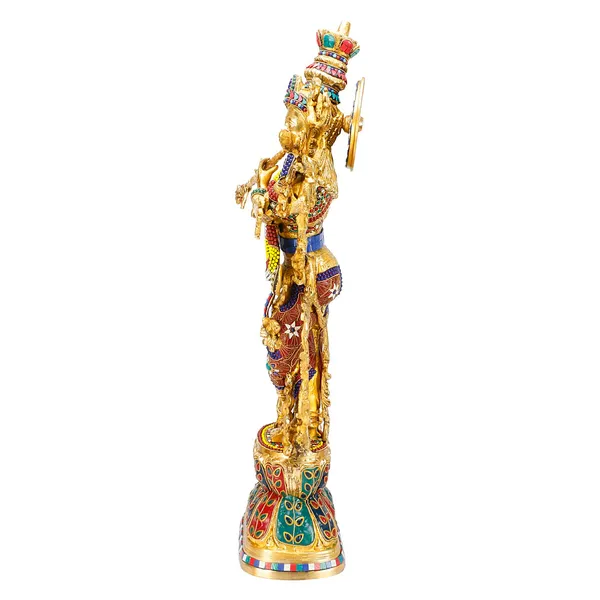 Brass_Lord_Krishna_Murti_Playing_Flute_With_Gemstone_Metal_Idol