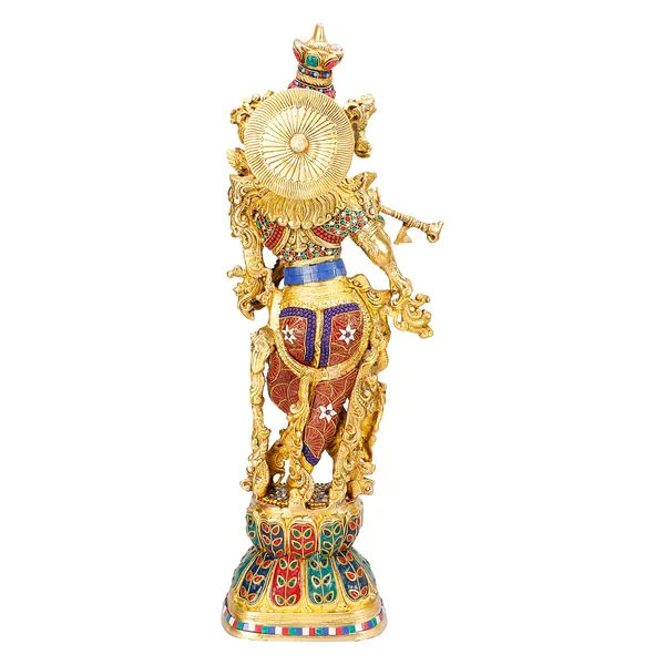 Brass_Lord_Krishna_Murti_Playing_Flute_With_Gemstone_Metal_Idol