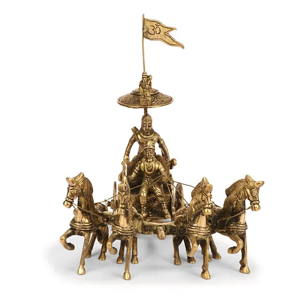 Brass_Chariot_With_Krishna_And_Arjuna_Idol