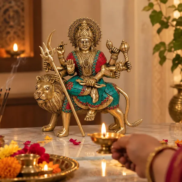 Brass_Maa_Durga_Idol_With_Lion