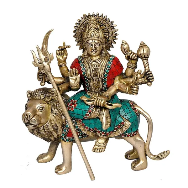 Brass_Maa_Durga_Idol_With_Lion
