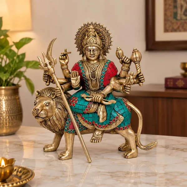 Brass_Maa_Durga_Idol_With_Lion