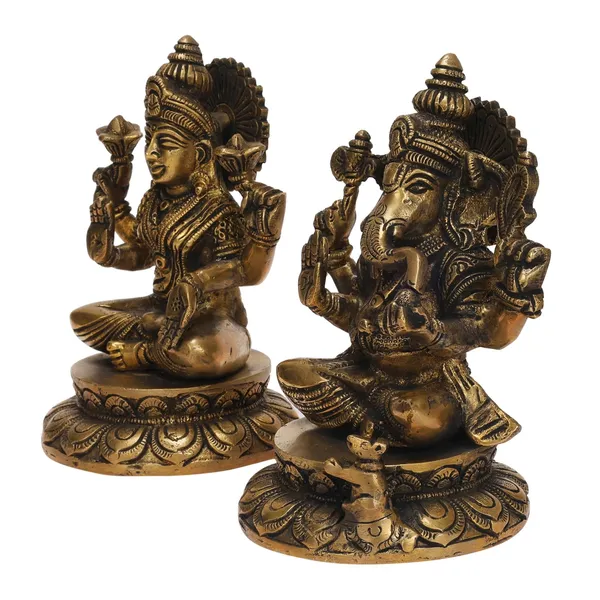 Brass_Ganesha_Lakshmi_Idol