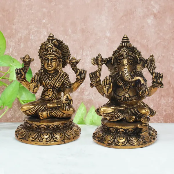 Brass_Ganesha_Lakshmi_Idol
