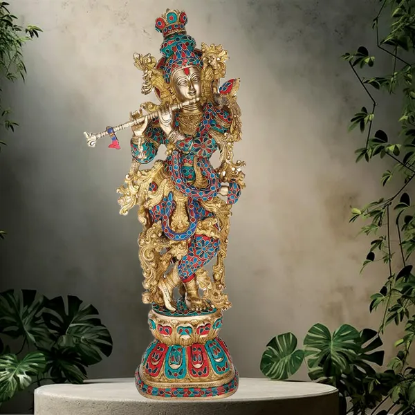 Brass_Lord_Krishna_Idol_With_Stone_Work