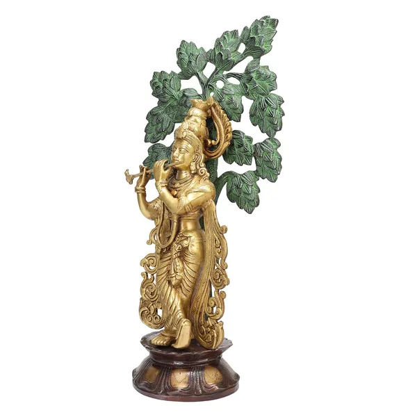 Brass_Krishna_Idol_Under_Tree