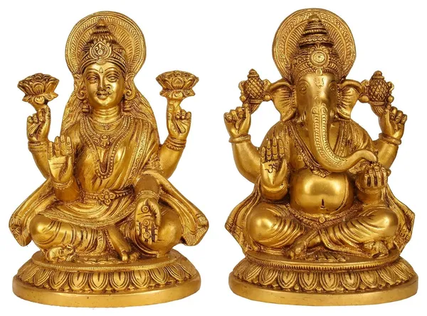 Brass_Ganesha_Lakshmi_Idol