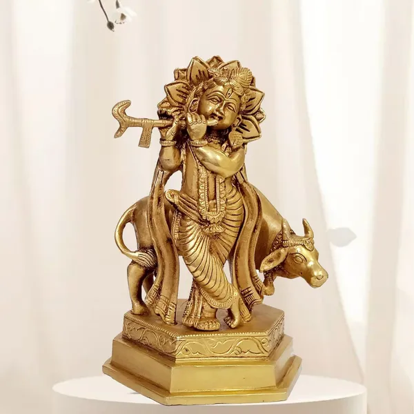 Brass_Krishna_Idol_With_Cow