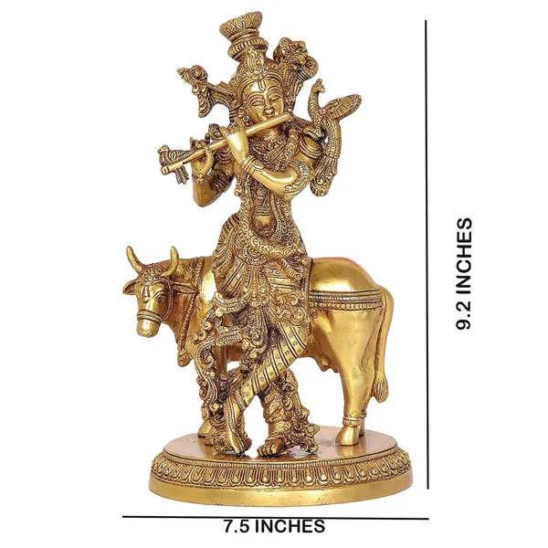Brass_Krishna_With_Cow_Statue