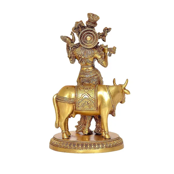 Brass_Krishna_With_Cow_Statue