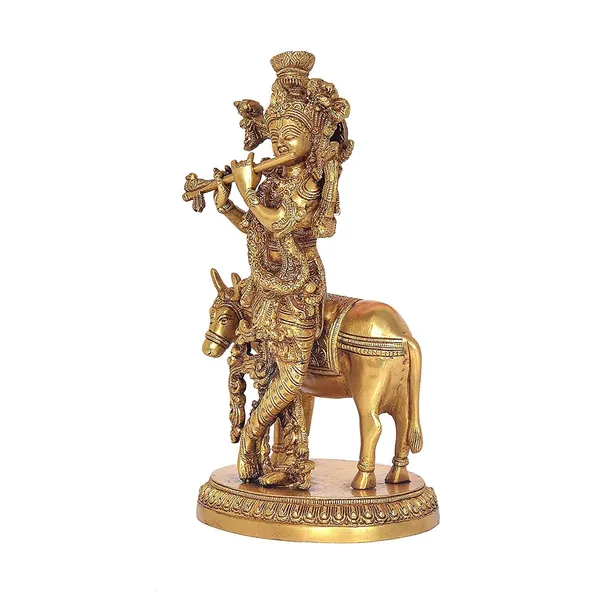 Brass_Krishna_With_Cow_Statue