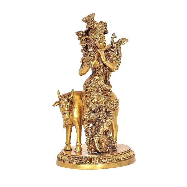 Brass_Krishna_With_Cow_Statue