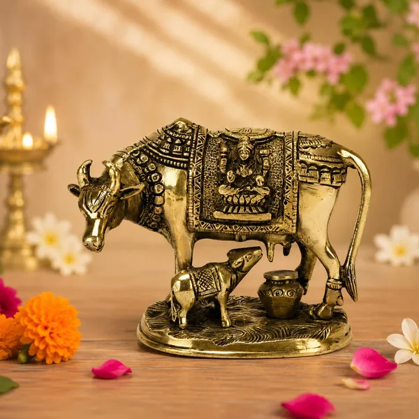 Brass_Kamdhenu_Cow_With_Calf_Idol