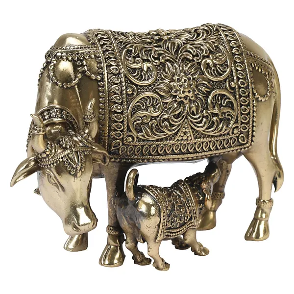 Brass_Kamdhenu_Cow_With_Calf_Idol