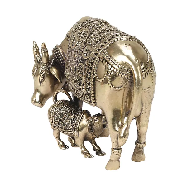 Brass_Kamdhenu_Cow_With_Calf_Idol