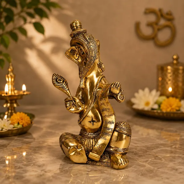 Brass_Ganesha_Idol_With_Feather_And_Scroll