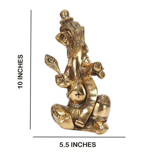 Brass_Ganesha_Idol_With_Feather_And_Scroll