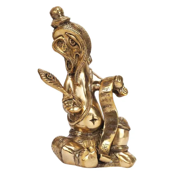 Brass_Ganesha_Idol_With_Feather_And_Scroll
