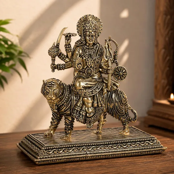 Brass_Goddess_Durga_Idol_With_Lion