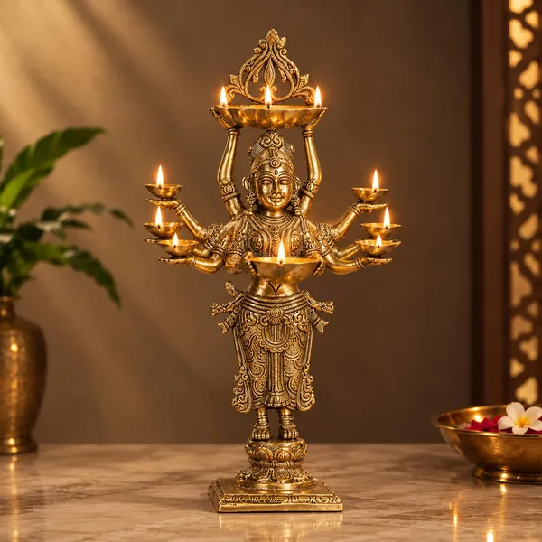 Brass_Standing_Oil_Lamp_With_Laxmi_Design