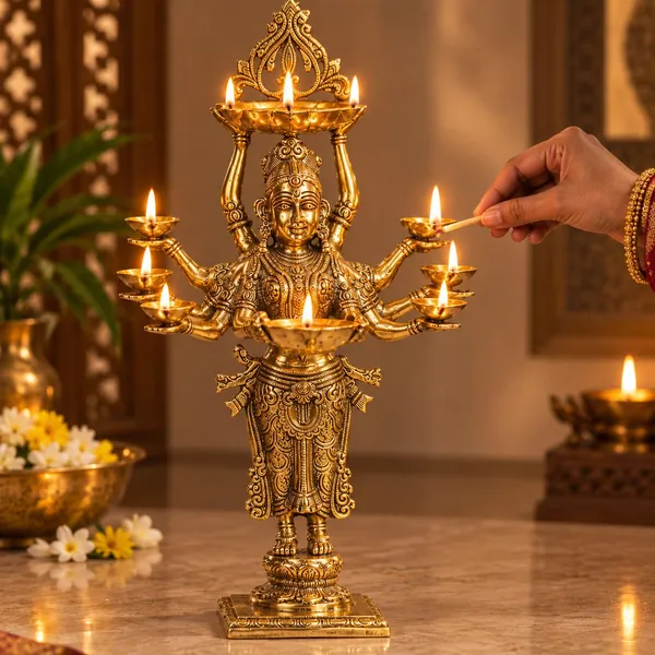 Brass_Standing_Oil_Lamp_With_Laxmi_Design