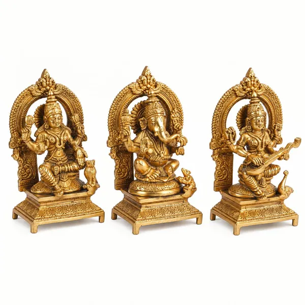 Brass_Lakshmi_Ganesha_Saraswati_Idol_Set