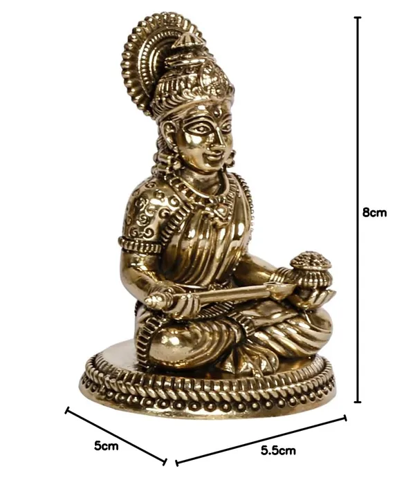 Brass_Finish_Saraswati_Idol_8_Cm