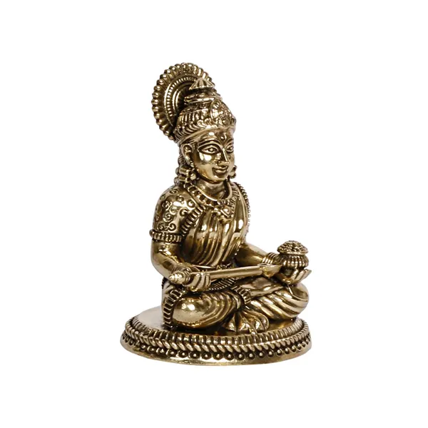 Brass_Finish_Saraswati_Idol_8_Cm