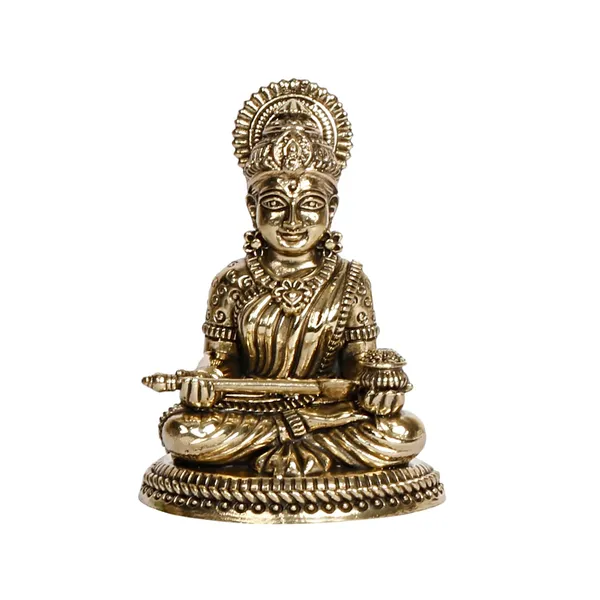 Brass_Finish_Saraswati_Idol_8_Cm
