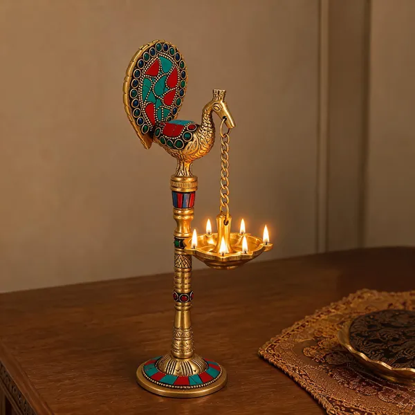 Brass_Traditional_Peacock_Diya_Stand_With_Stone_Work