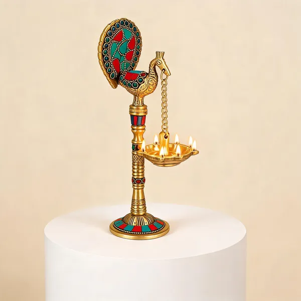 Brass_Traditional_Peacock_Diya_Stand_With_Stone_Work