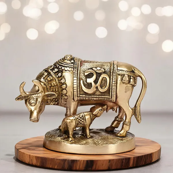 Brass_Kamdhenu_Cow_And_Calf_Om_Swastik_Statue