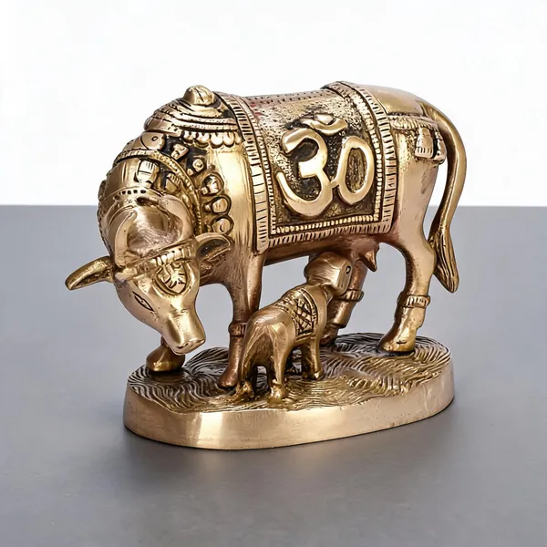 Brass_Kamdhenu_Cow_And_Calf_Om_Swastik_Statue