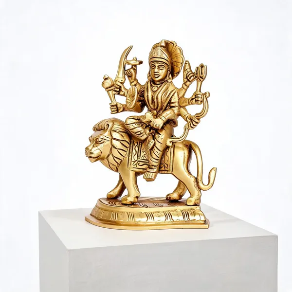 Brass_Goddess_Durga_On_Lion_Idol_Gold_Finish