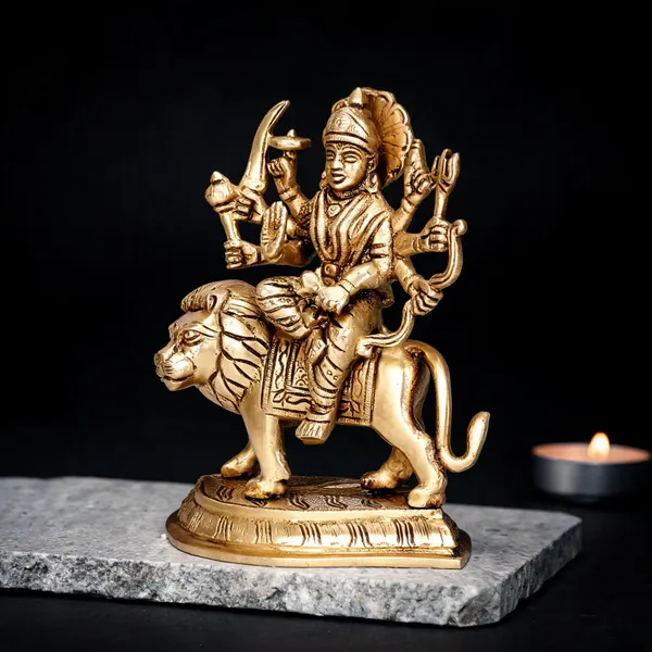 Brass_Goddess_Durga_On_Lion_Idol_Gold_Finish