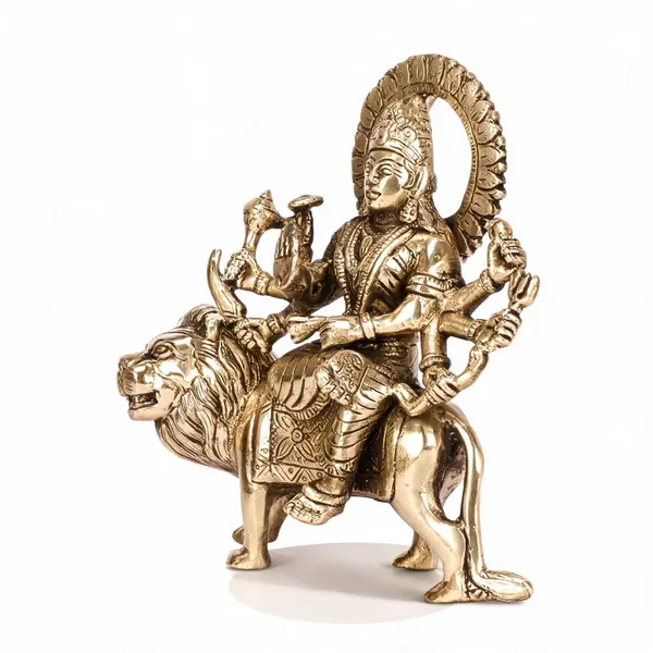 Brass_Spiritual_Maa_Durga_Seated_On_Lion_Idol