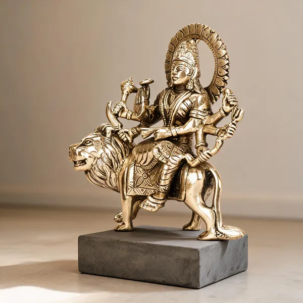 Brass_Spiritual_Maa_Durga_Seated_On_Lion_Idol