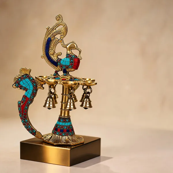 Brass_Peacock_Diya_With_7_Bells_7_Slots_Oil_Lamp