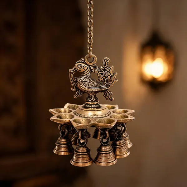 Brass_Peacock_Etched_Hanging_Diya_9_Wick